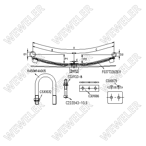 Zestaw wzmacniający resor tylny Ford Transit FK037T328ZB