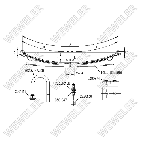 Zestaw wzmacniający resor tylny Mercedes Sprinter / VW LT FK020T856ZB