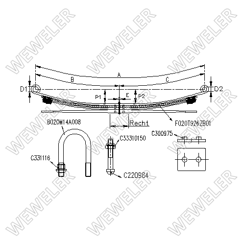 Zestaw wzmacniający resor tylny Mercedes Sprinter FK020T926ZB