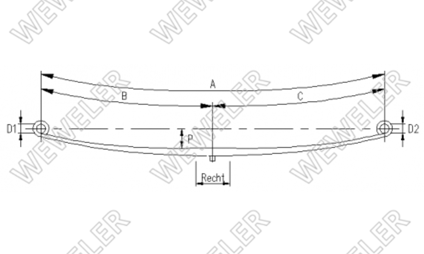 Resor DAF przedni 1-piórowy dł. 870/870 mm F017T665ZA75
