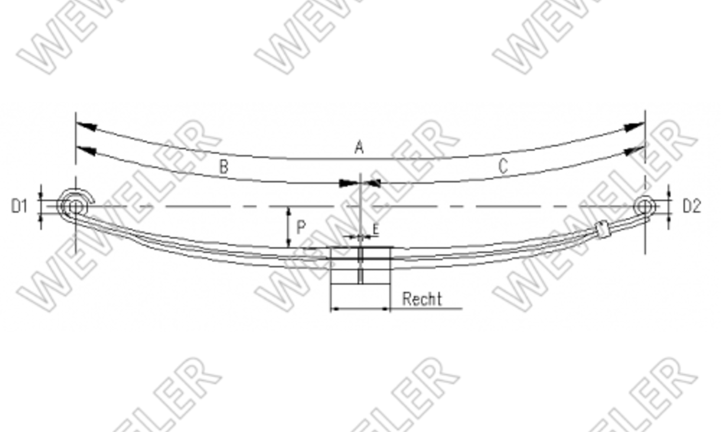 Resor DAF przedni 2-piórowy dł. 865/865 mm F017T693ZA75