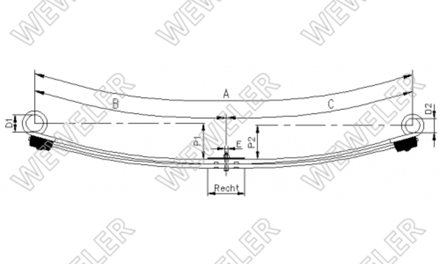 Ford Transit (2) 300/330/350l Tył Resor 2-piórowy F037T280ZA75