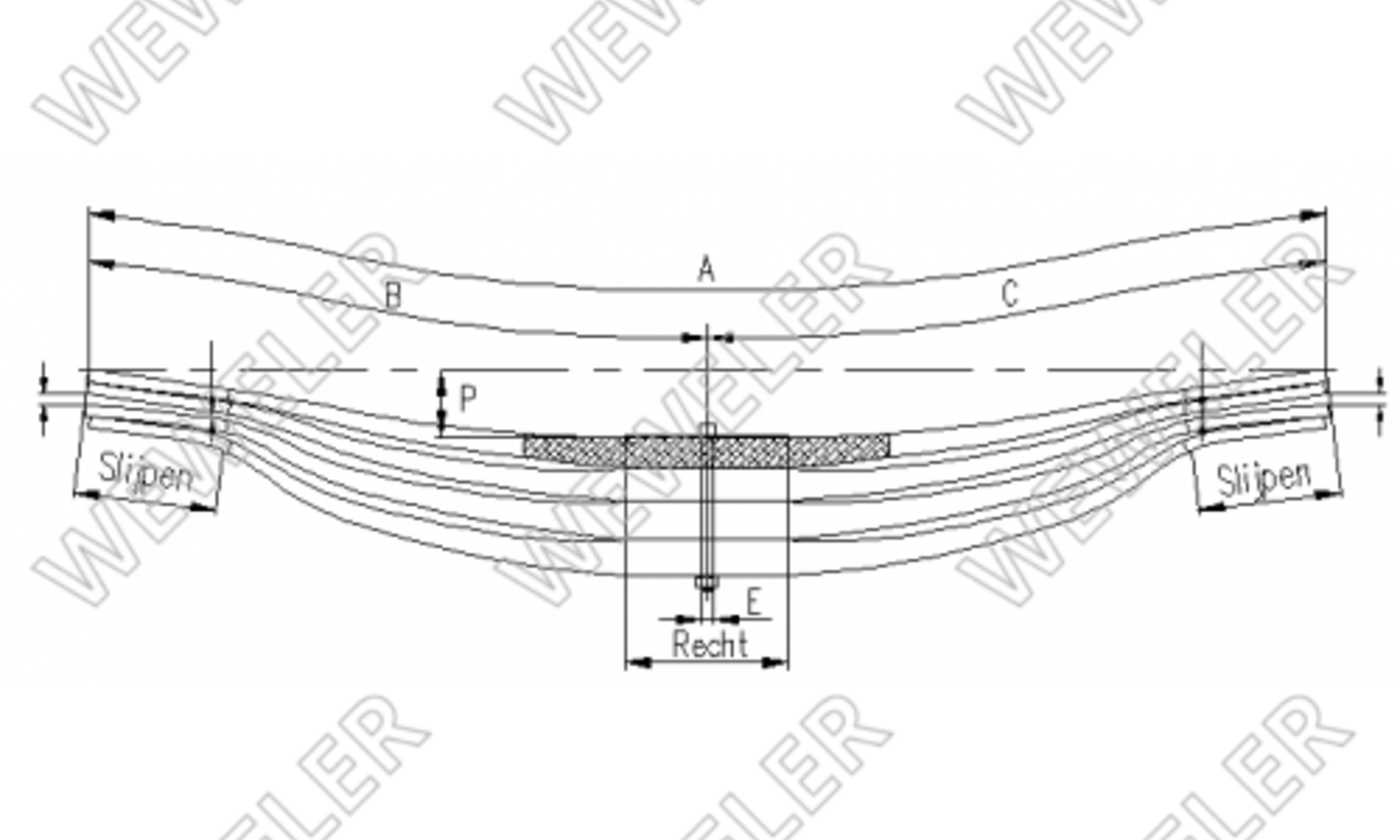 Resor Scania tylny 4-piórowy dł. 770/770 mm F010T250ZA70