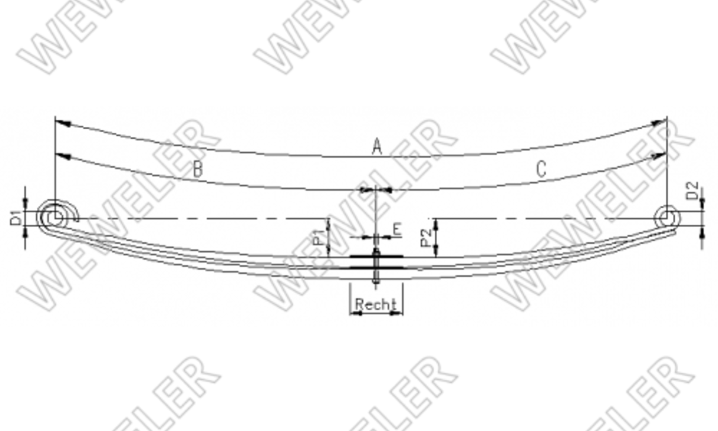 Resor Volvo FH przedni 2-piórowy dł. 990/900 mm OE 257842