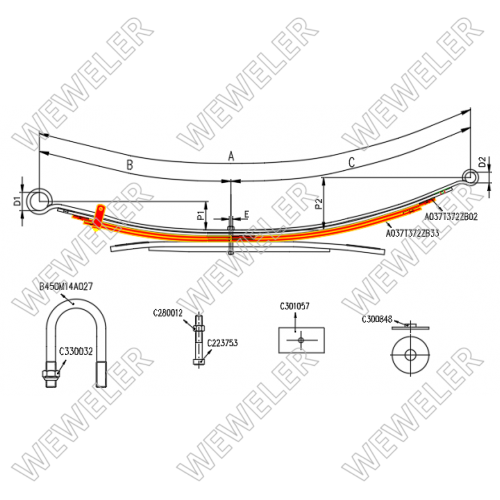 Zestaw wzmacniający resor tylny Ford Ranger / Mazda BT-50 po 2019 roku AK037T372ZB
