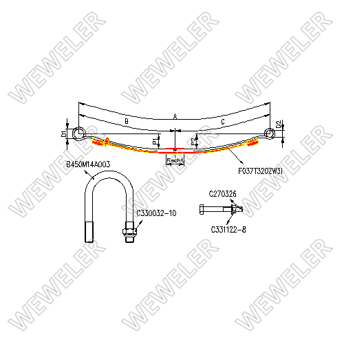 Zestaw wzmacniający resor tylny Ford Transit FK037T306ZW