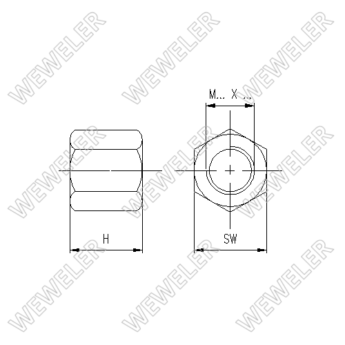 Nakrętka M30X3.5 Wys 45 NAK-M30-W