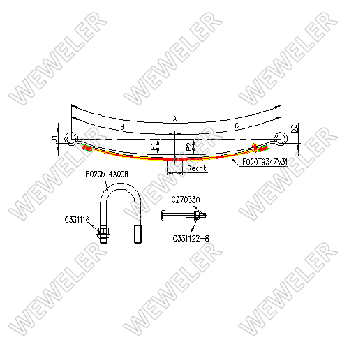 Zestaw wzmacniający resor tylny Mercedes Sprinter FK020T934ZV