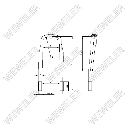 Strzemię Resoru Scania Tył OE 1377690, 1739280 M22x92x425 B010M22B059