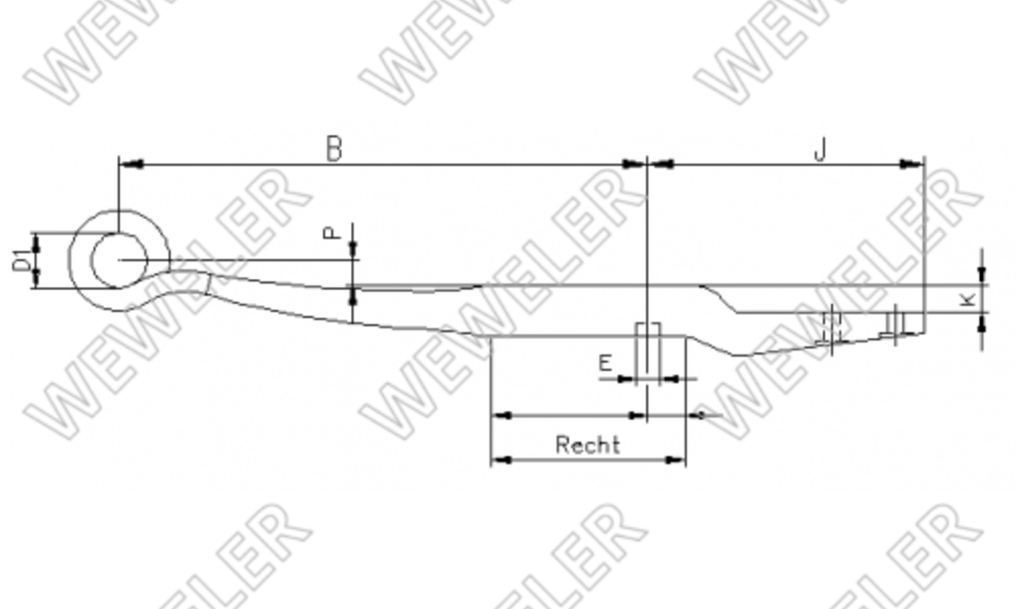 Półresor do naczepy BPW 1-piórowy dł. 573/305 mm OE 508213902