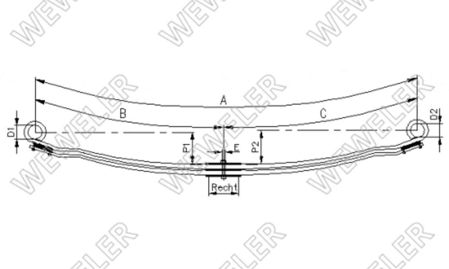 MAN TGL-12t Resor Przedni 2-piórowy AsymETR. F088T419WA75